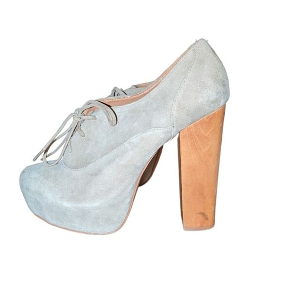 Steve Madden Size 8.5 Cirkus Platform Lace Up Heels Beige Suede Oxford Pump - Picture 3 of 8